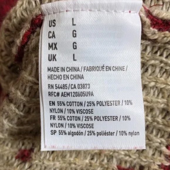 American Eagle Nordic Snowflake Holiday Christmas Red/ Burgundy Sweater Size: L - Picture 7 of 10